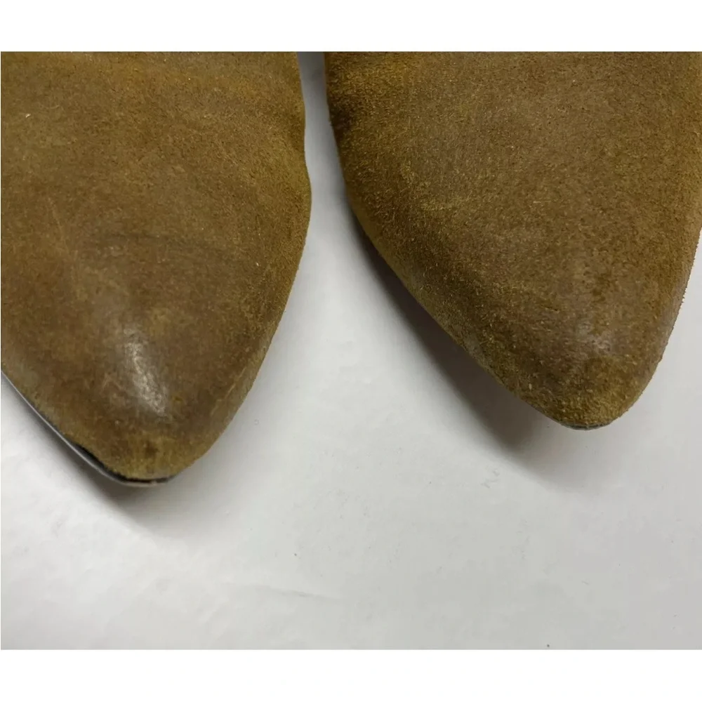 Crown Vintage Chelsea Ankle Booties Brown Grunge Size 9 Block Heel Pull On Boots